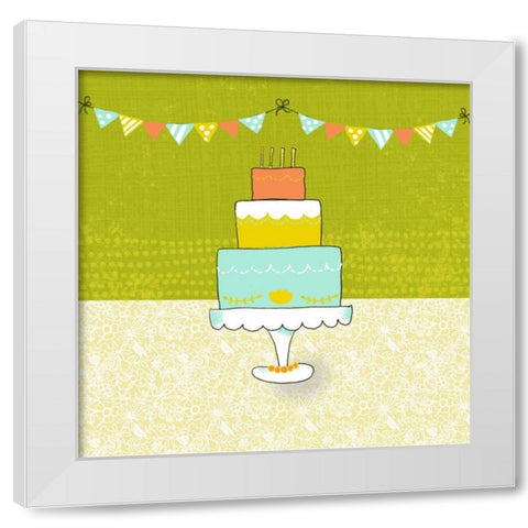 Retro Birthday II White Modern Wood Framed Art Print by Zarris, Chariklia