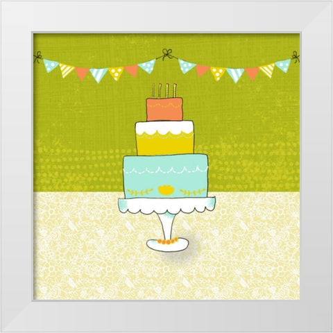 Retro Birthday II White Modern Wood Framed Art Print by Zarris, Chariklia