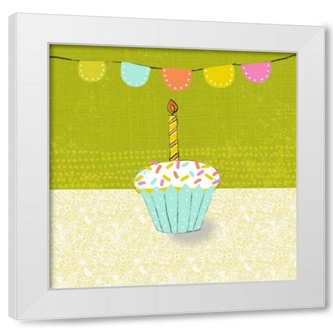 Retro Birthday III White Modern Wood Framed Art Print by Zarris, Chariklia