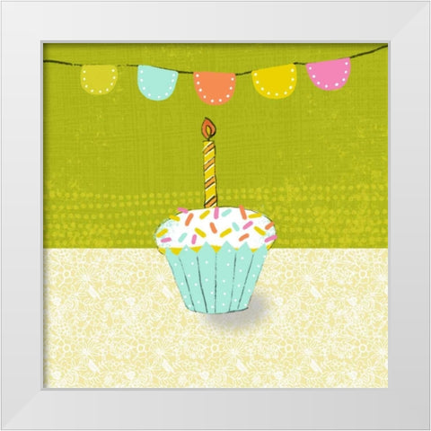 Retro Birthday III White Modern Wood Framed Art Print by Zarris, Chariklia