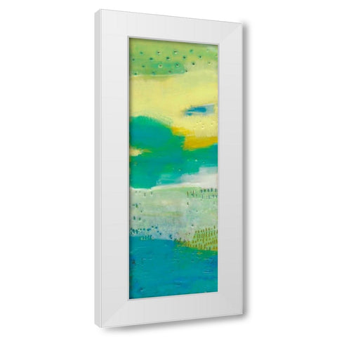 Teal Dot Panels I White Modern Wood Framed Art Print by Jachimiec, Sue