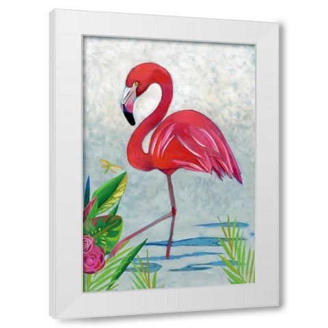 Vivid Flamingo I White Modern Wood Framed Art Print by Zarris, Chariklia