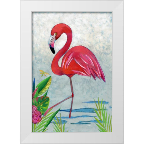 Vivid Flamingo I White Modern Wood Framed Art Print by Zarris, Chariklia