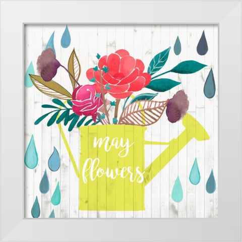 April Showers and May Flowers II White Modern Wood Framed Art Print by Studio W