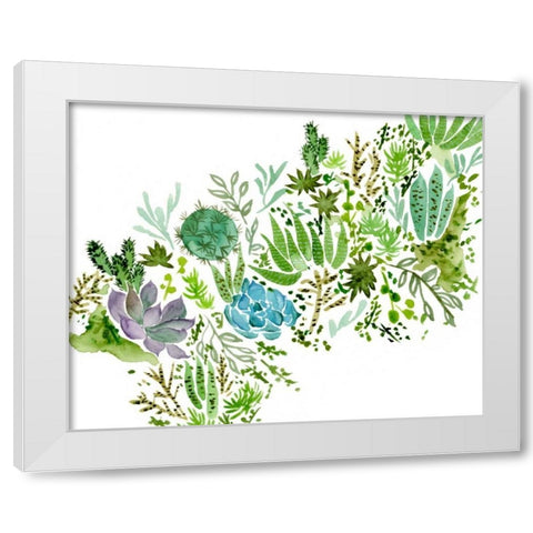 Succulent Field I White Modern Wood Framed Art Print by Wang, Melissa