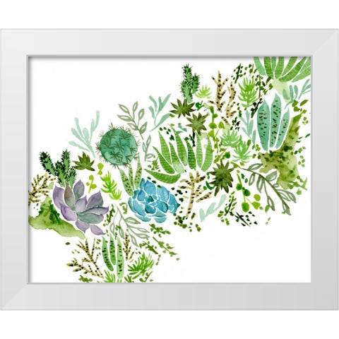 Succulent Field I White Modern Wood Framed Art Print by Wang, Melissa