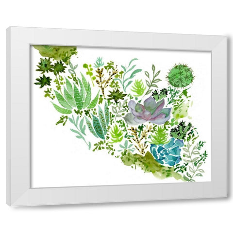 Succulent Field II White Modern Wood Framed Art Print by Wang, Melissa