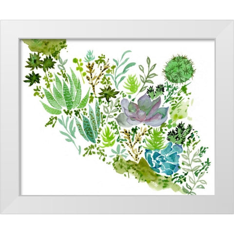 Succulent Field II White Modern Wood Framed Art Print by Wang, Melissa