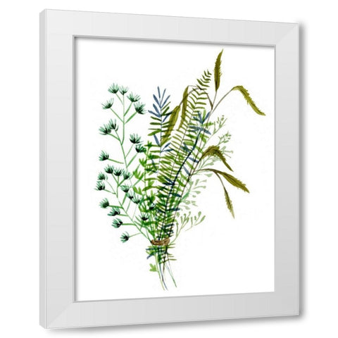 Green Bouquet II White Modern Wood Framed Art Print by Wang, Melissa