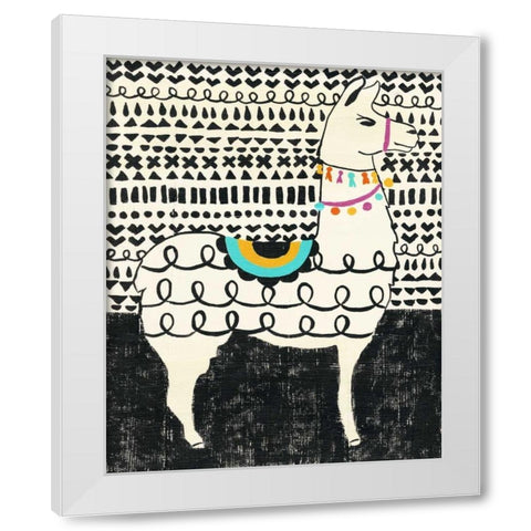 Party Llama I White Modern Wood Framed Art Print by Zarris, Chariklia