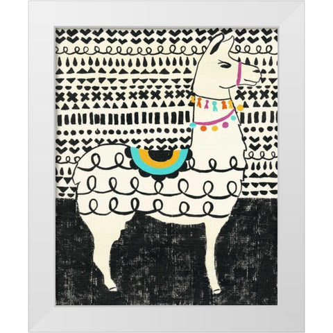 Party Llama I White Modern Wood Framed Art Print by Zarris, Chariklia