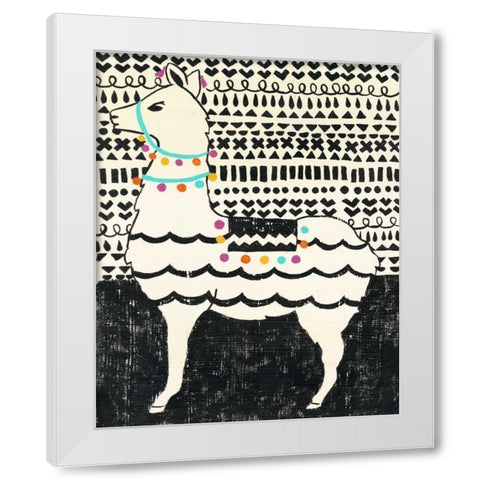 Party Llama II White Modern Wood Framed Art Print by Zarris, Chariklia