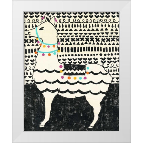 Party Llama II White Modern Wood Framed Art Print by Zarris, Chariklia