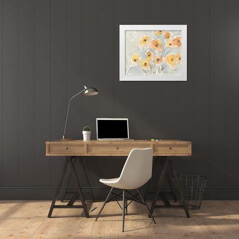 Sunset Poppies I White Modern Wood Framed Art Print by Dixon, Samuel