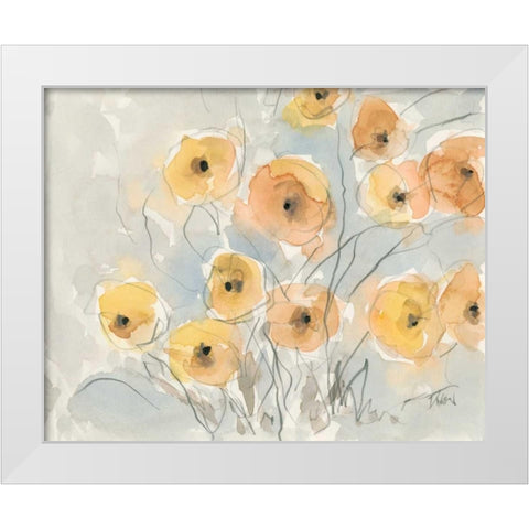 Sunset Poppies I White Modern Wood Framed Art Print by Dixon, Samuel
