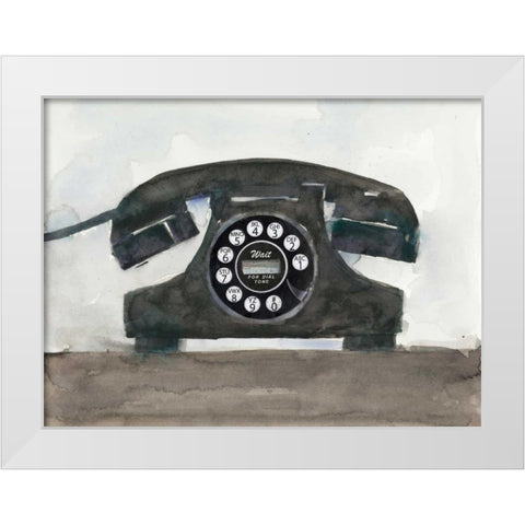 Phoning II White Modern Wood Framed Art Print by Dixon, Samuel