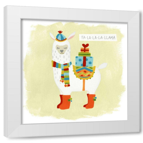 Fa-la-la-la Llama I White Modern Wood Framed Art Print by Vess, June Erica