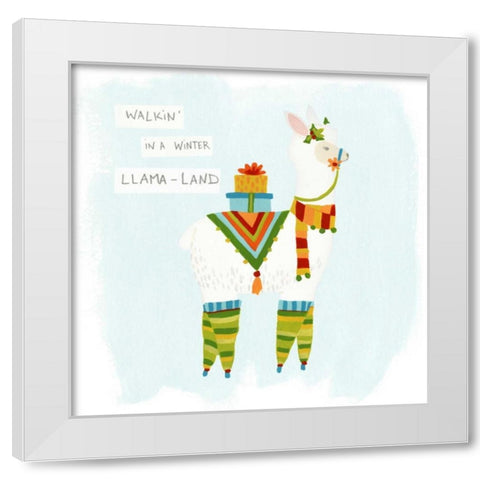 Fa-la-la-la Llama II White Modern Wood Framed Art Print by Vess, June Erica