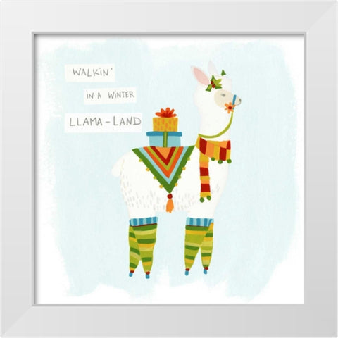 Fa-la-la-la Llama II White Modern Wood Framed Art Print by Vess, June Erica