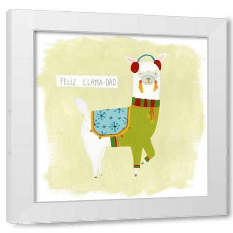 Fa-la-la-la Llama III White Modern Wood Framed Art Print by Vess, June Erica