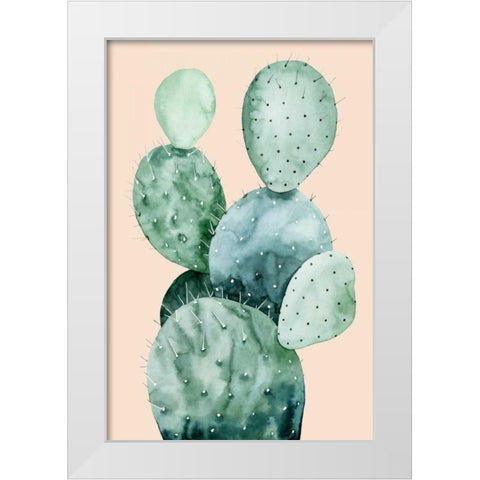 Cactus on Coral II White Modern Wood Framed Art Print by Popp, Grace
