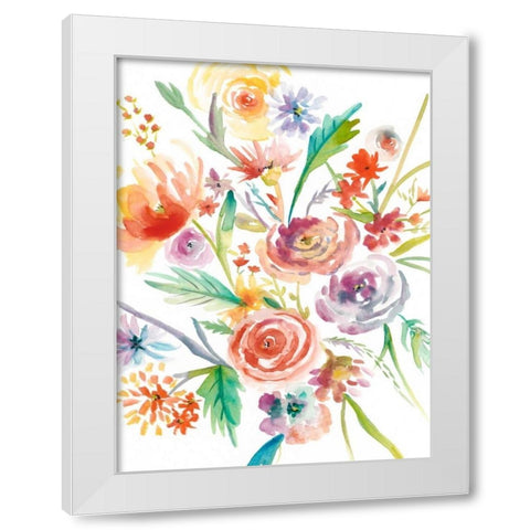 Floating Florals I White Modern Wood Framed Art Print by Zarris, Chariklia