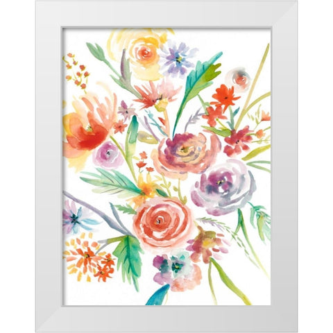 Floating Florals I White Modern Wood Framed Art Print by Zarris, Chariklia