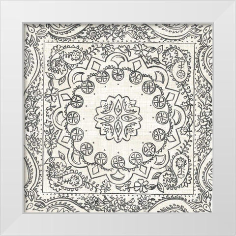 BandW Batik Rosette II White Modern Wood Framed Art Print by Zarris, Chariklia