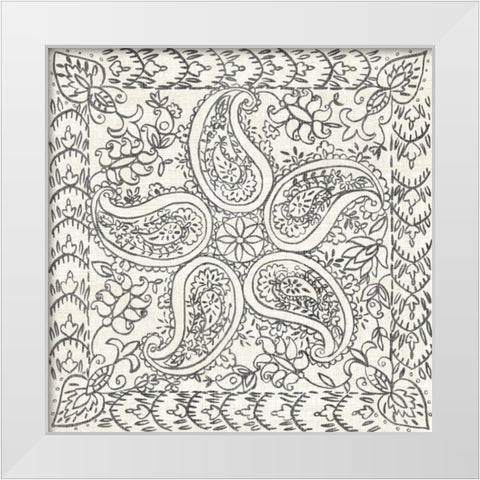BandW Batik Rosette III White Modern Wood Framed Art Print by Zarris, Chariklia