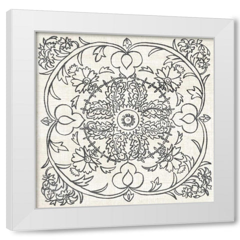 BandW Batik Rosette IV White Modern Wood Framed Art Print by Zarris, Chariklia