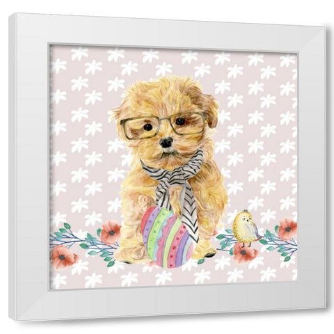 Easter Pups I White Modern Wood Framed Art Print by Wang, Melissa