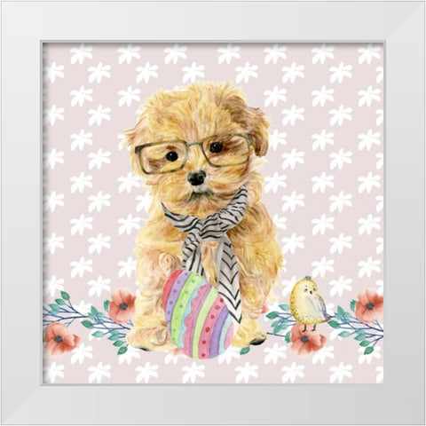 Easter Pups I White Modern Wood Framed Art Print by Wang, Melissa