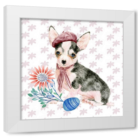 Easter Pups II White Modern Wood Framed Art Print by Wang, Melissa