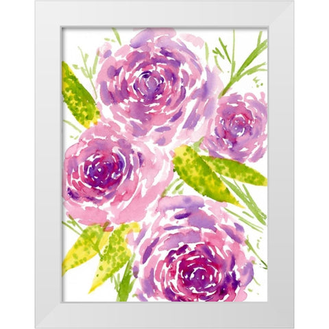 Bouquet Rose II White Modern Wood Framed Art Print by Wang, Melissa