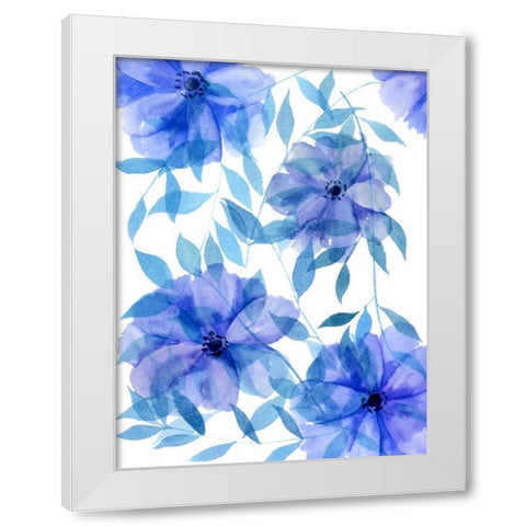 Midnight Flowers II White Modern Wood Framed Art Print by Wang, Melissa