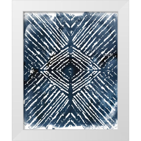 Indigo Ink Motif IV White Modern Wood Framed Art Print by Vess, June Erica