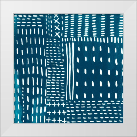Sashiko Stitches III White Modern Wood Framed Art Print by Zarris, Chariklia