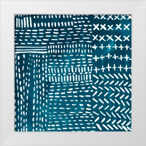 Sashiko Stitches IV White Modern Wood Framed Art Print by Zarris, Chariklia