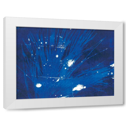 Indigo Burst II White Modern Wood Framed Art Print by Moore, Regina