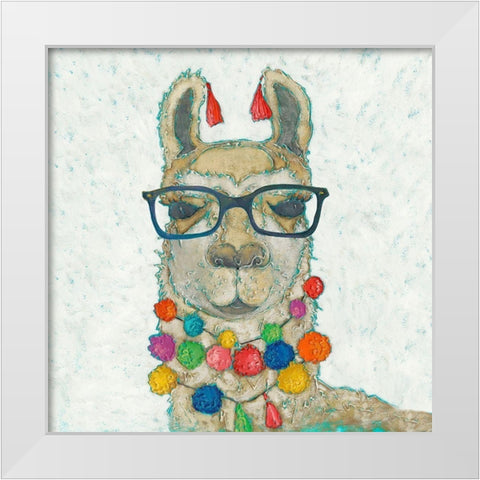 Llama Love with Glasses I White Modern Wood Framed Art Print by Zarris, Chariklia