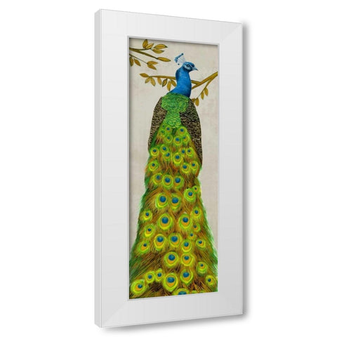 Vintage Peacock I White Modern Wood Framed Art Print by Wang, Melissa