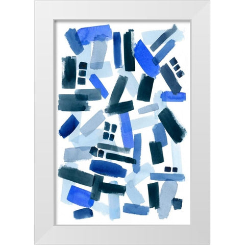 Cerulean Strokes II White Modern Wood Framed Art Print by Popp, Grace