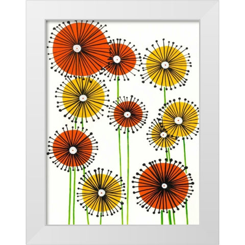 Flower Wheels II White Modern Wood Framed Art Print by Moore, Regina