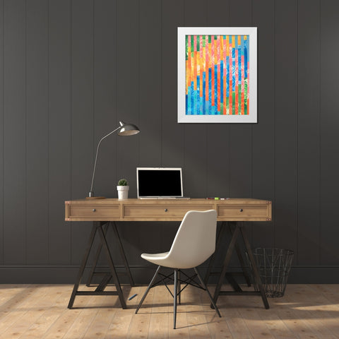 Quilted Monoprints V White Modern Wood Framed Art Print by Moore, Regina