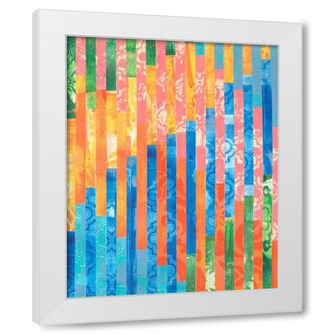 Quilted Monoprints V White Modern Wood Framed Art Print by Moore, Regina