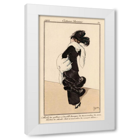 Vintage French Fashion I White Modern Wood Framed Art Print by Unknown