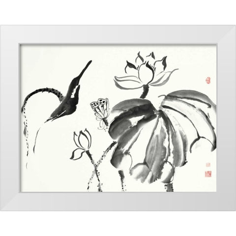 Lotus Study I White Modern Wood Framed Art Print by Rae, Nan