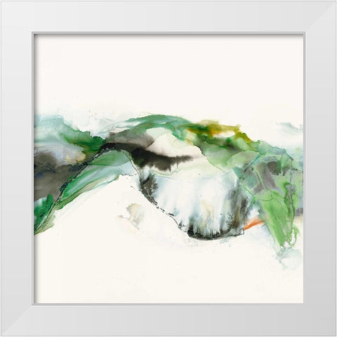 Green Terrain I White Modern Wood Framed Art Print by Jasper, Sisa
