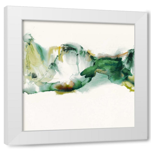 Green Terrain II White Modern Wood Framed Art Print by Jasper, Sisa