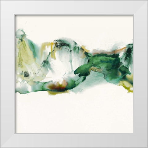 Green Terrain II White Modern Wood Framed Art Print by Jasper, Sisa